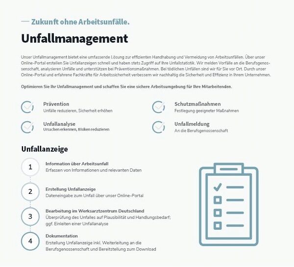 Unfallmanagement - Info Broschüre zu Unfallanzeige im Arbeitsschutz als PDF-Download